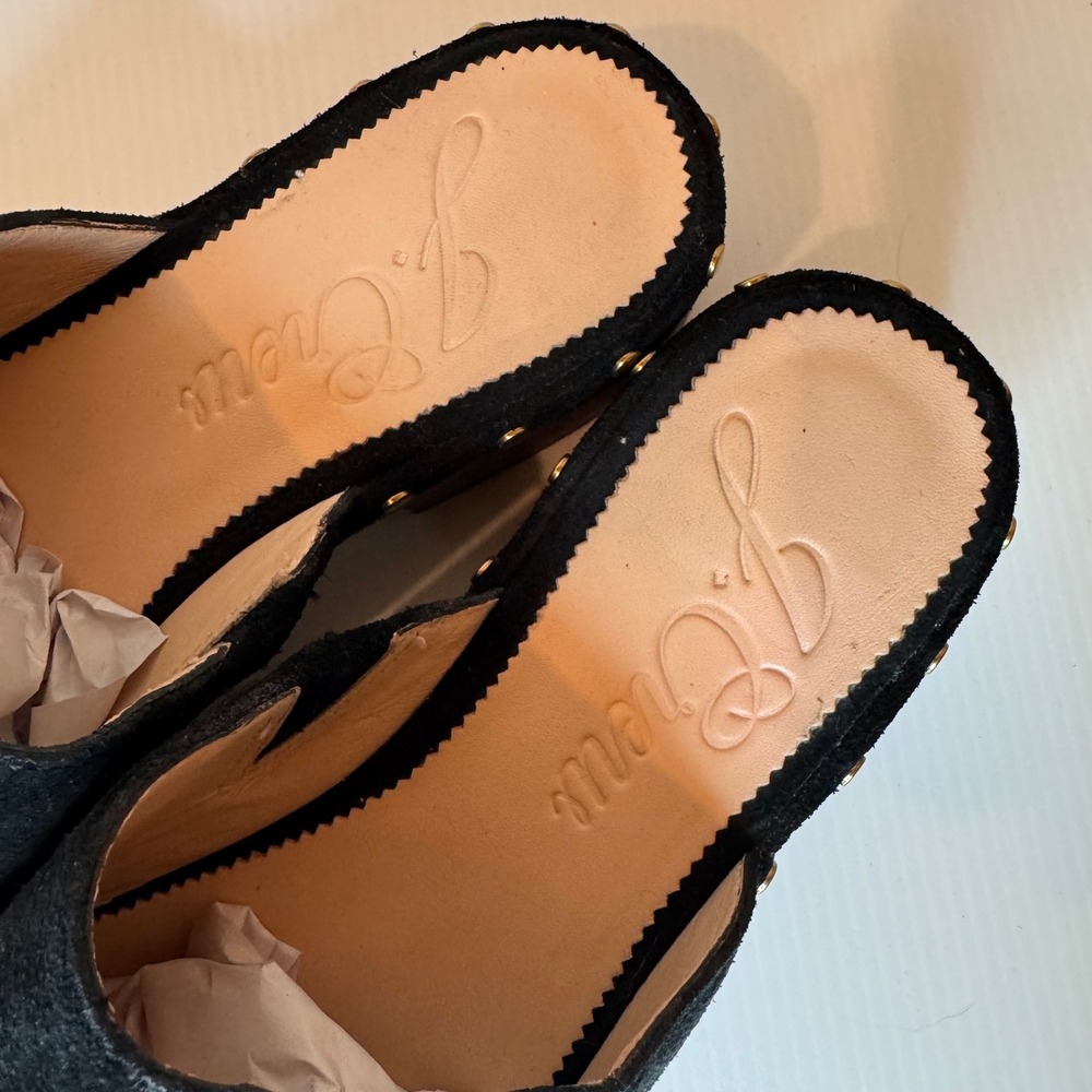 J Crew Dakota Suede Studded Wooden Clogs Mules Women Size 8.5 - Picture 5 of 9